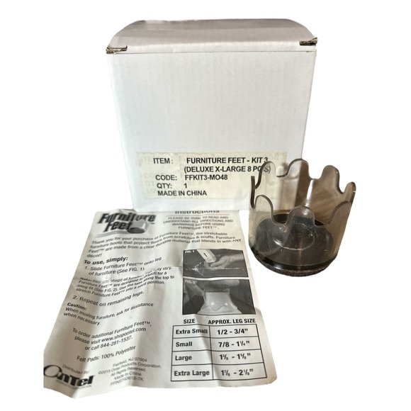 Furniture Feet Flexable Floor Protectors Stretchable X-Large 8 Piece w/ Felt NEW - Picture 1 of 3
